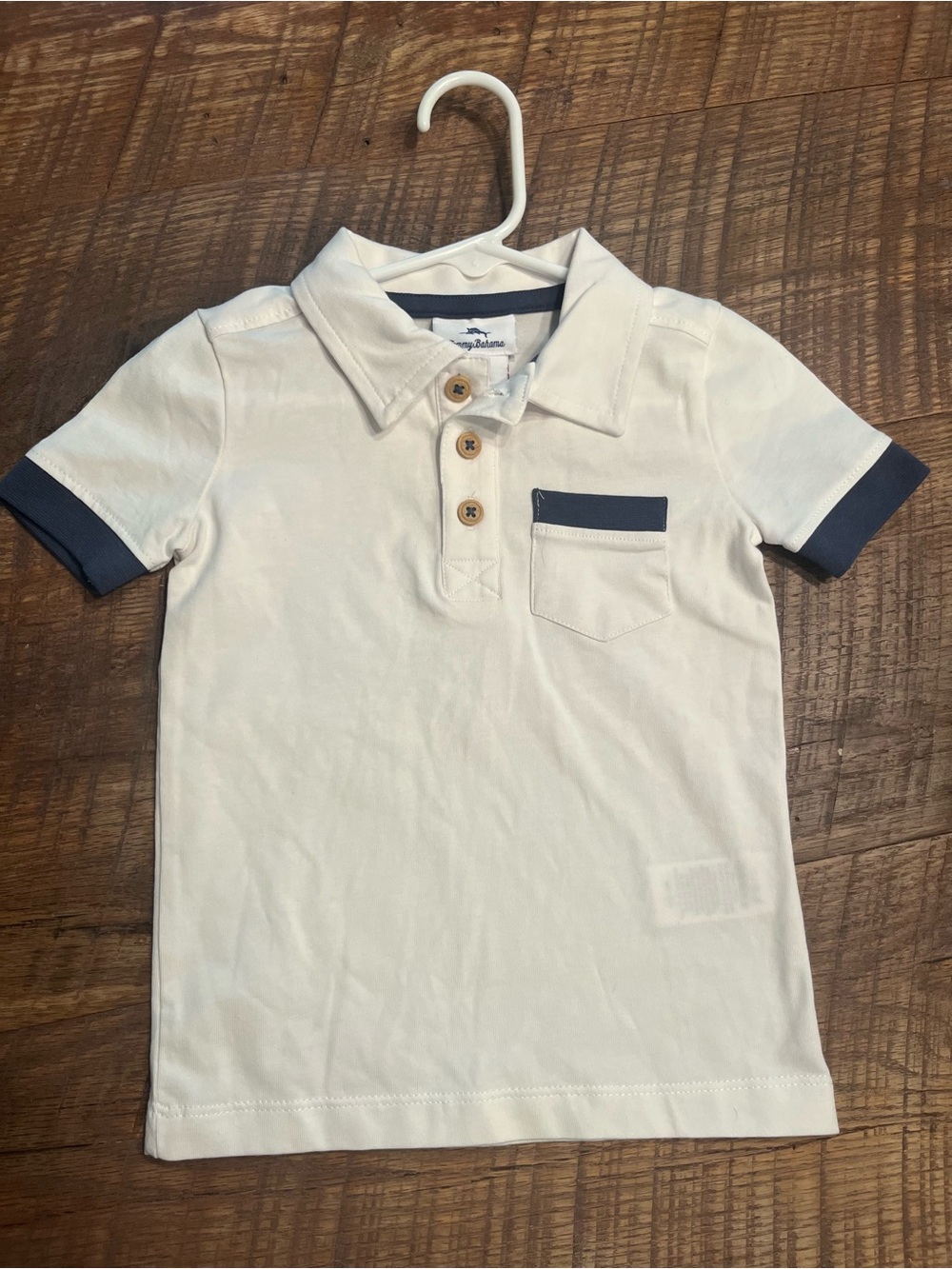 Classic White Polo Top with Navy Trim - Kids